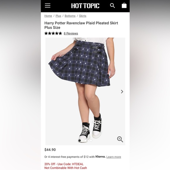 Hot Topic- Harry Potter Ravenclaw Plaid Pleated Skirt, size (plus size) Small - Picture 13 of 14